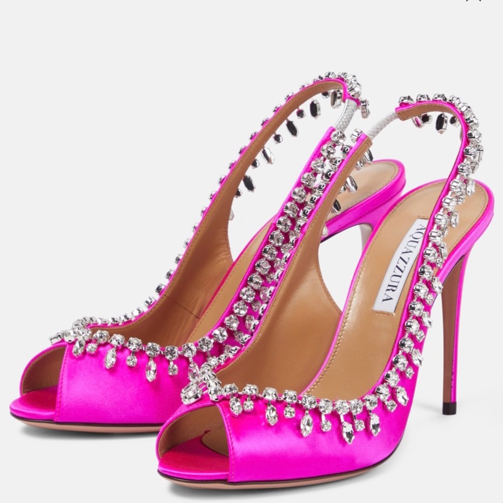 Aquzzura Satin Slingback Sandle.
